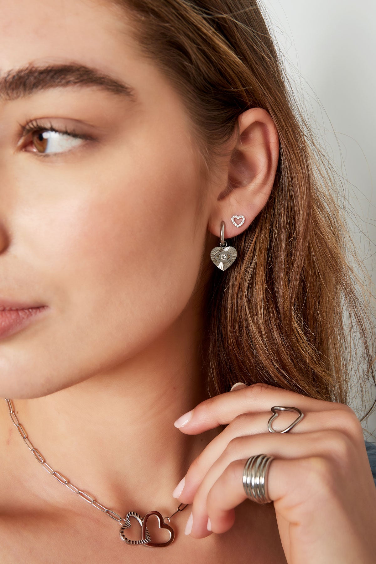 Pendiente corazón - Color dorado Cobre