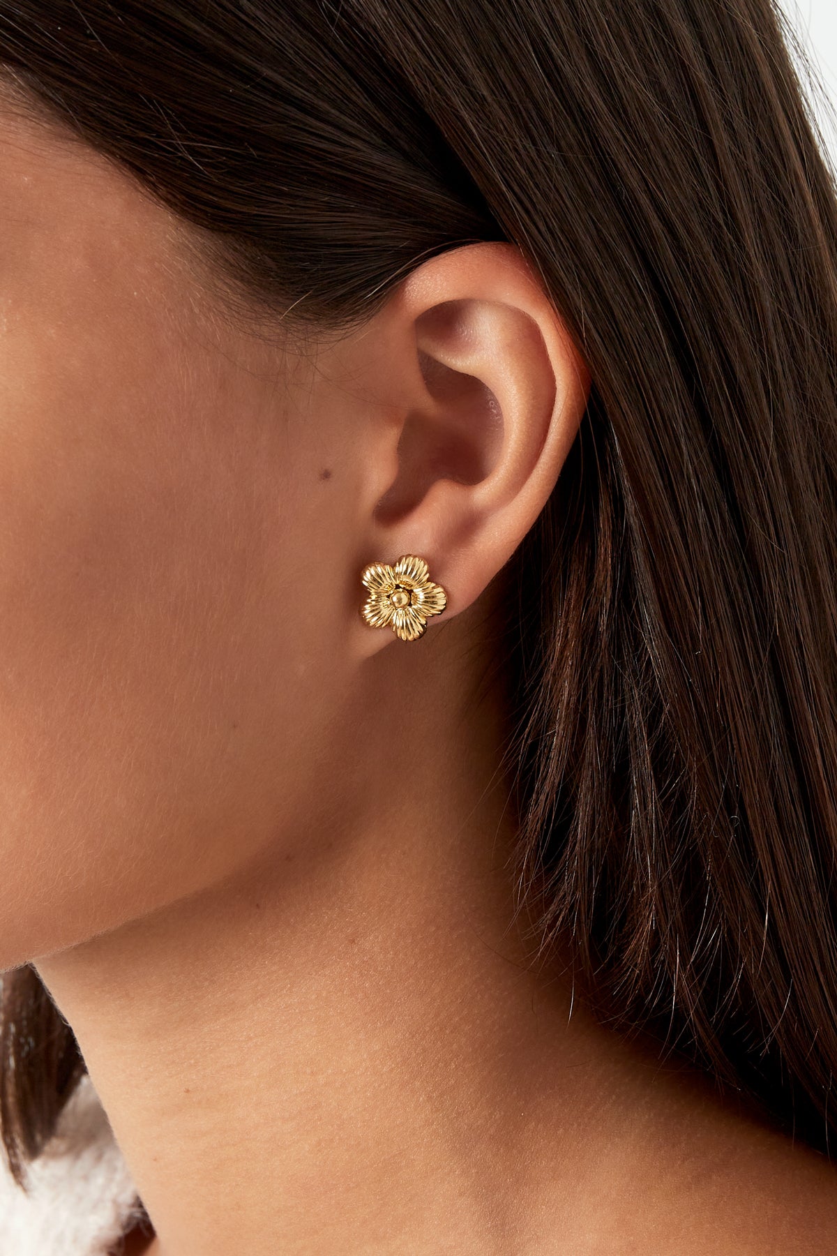 Pendientes de margaritas y lunares - dorados