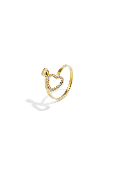 Anillo ajustable con corazones y piedras.