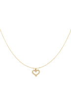 Collar de corazón con diamantes de imitación