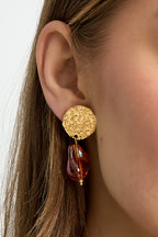 Pendientes colgantes de acero inoxidable de forma irregular. Serie casual y sencilla para uso diario. Joyería para mujer.