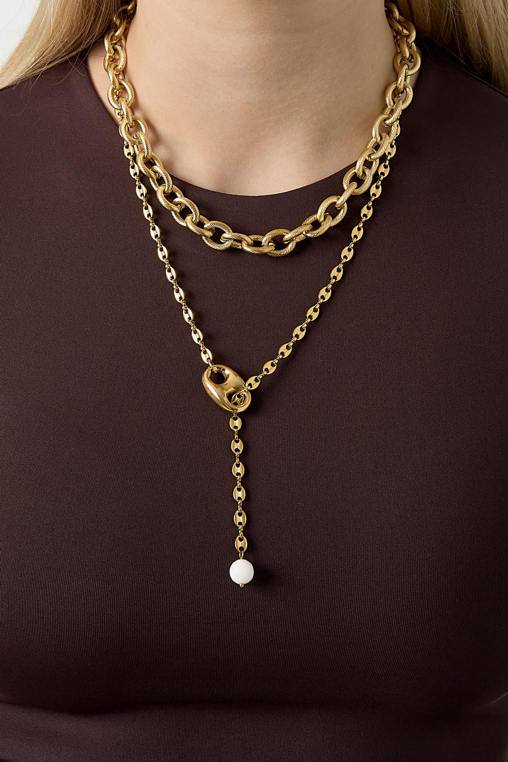 Collares de cadena de acero inoxidable Cadena Simple Diario Serie Simple Joyería de mujer