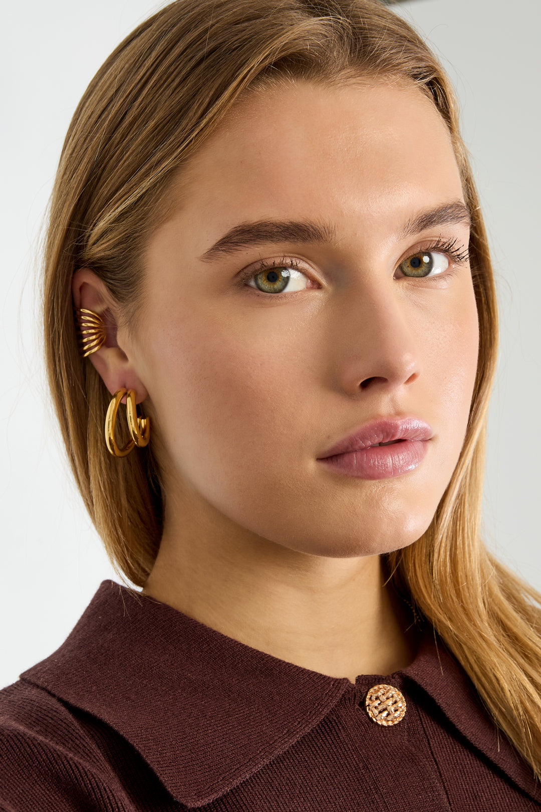 Puños de oreja de acero inoxidable, líneas casuales, diarios, serie simple, joyería para mujer