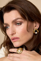 Pendientes de acero inoxidable con forma de círculo, estilo casual, diario, sencillo, para mujer.