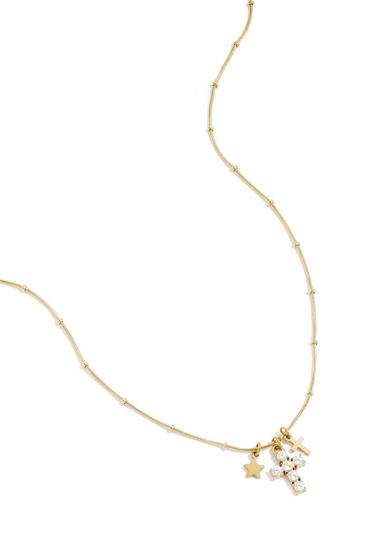 Collar con dijes de cruz y estrella