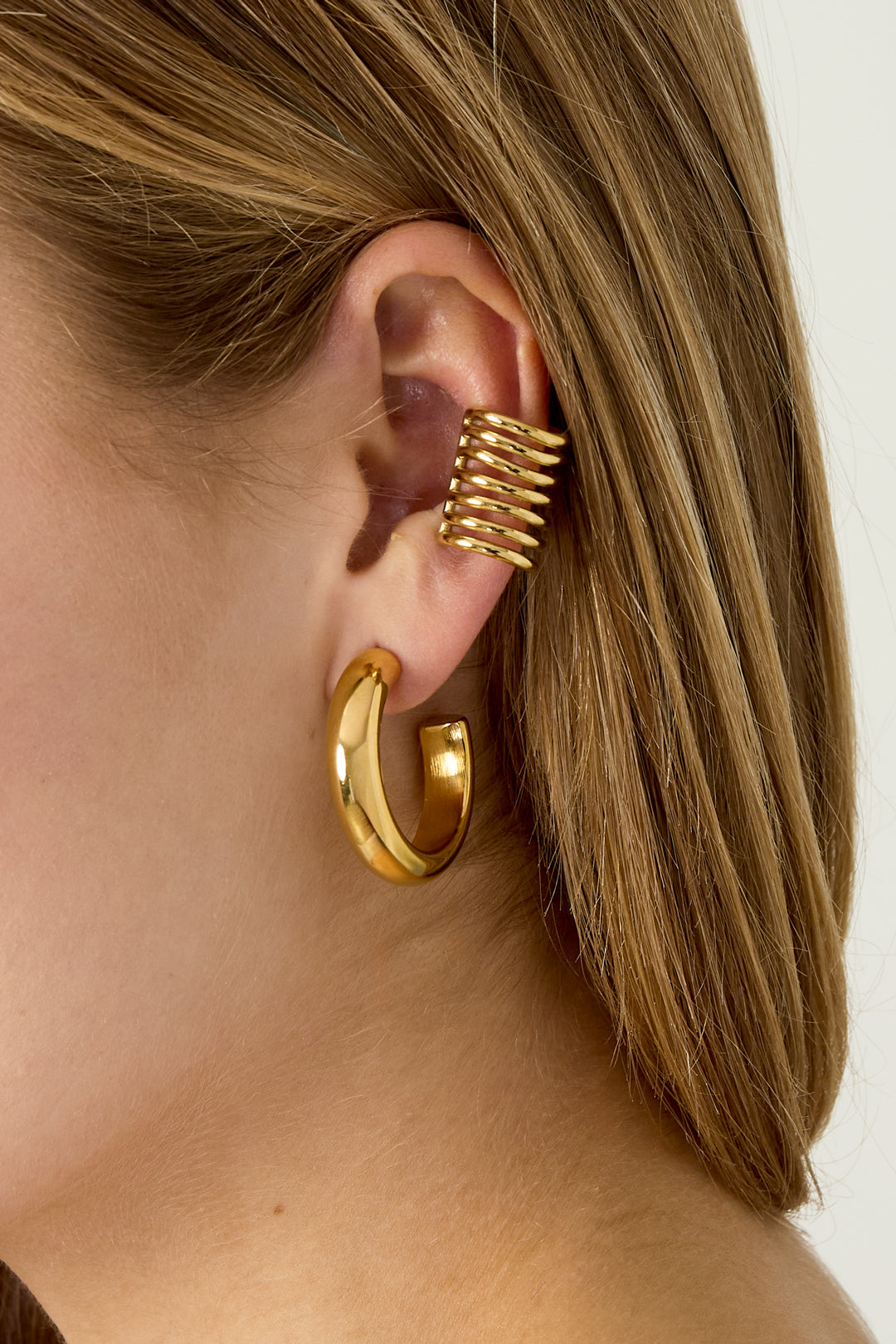 Puños de oreja de acero inoxidable, líneas casuales, diarios, serie simple, joyería para mujer