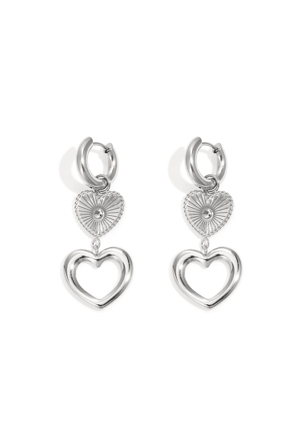 Pendientes colgantes de acero inoxidable con forma de corazón, estilo casual, diario, sencillo, joyería para mujer.