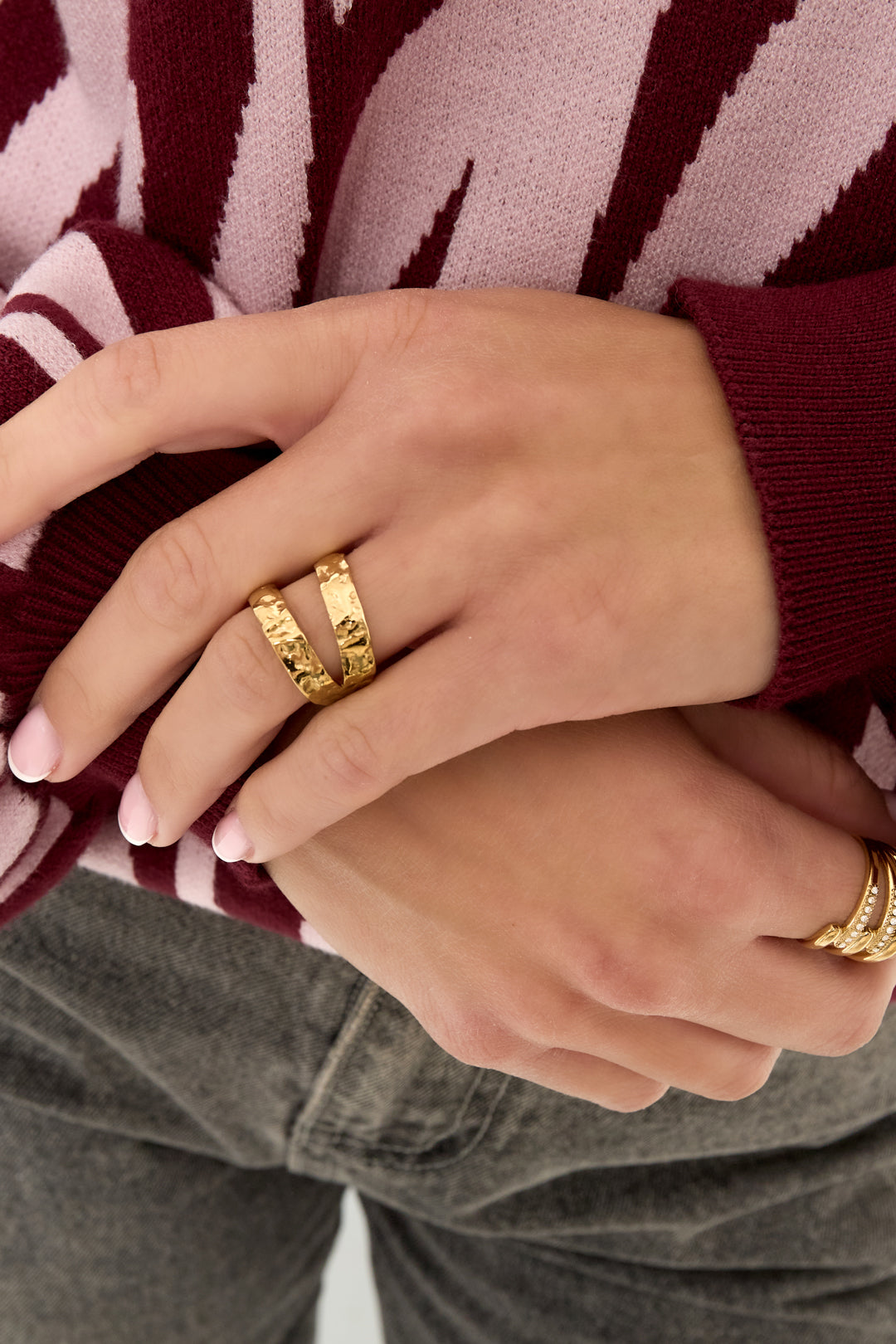 Anillo doble texturizado