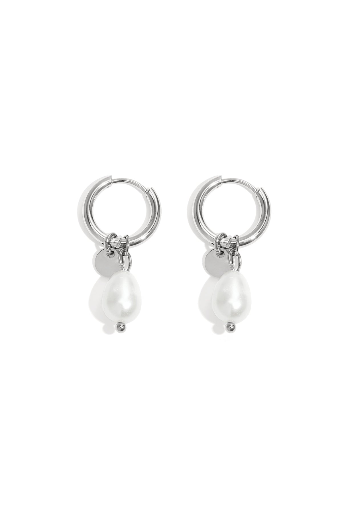 Pendientes Pearl Drops Plata Acero inoxidable