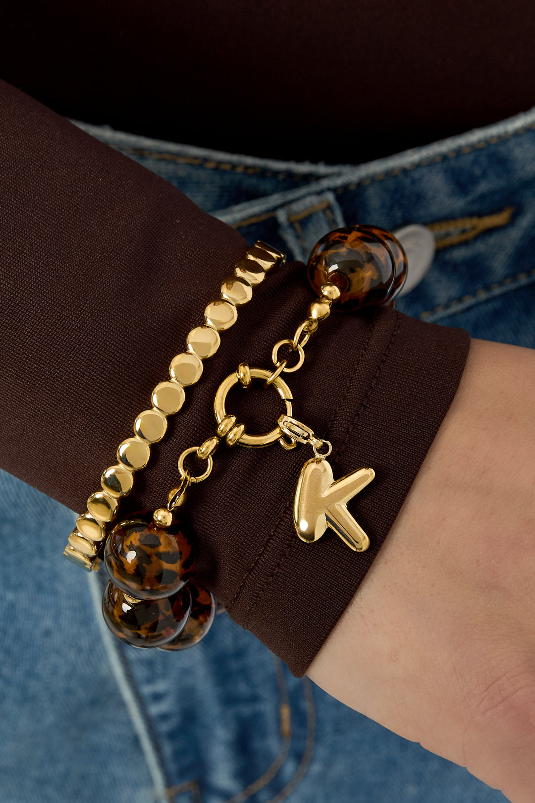 Dijes de joyería de acero inoxidable con letras, serie casual, diaria y sencilla, joyería para mujer