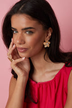 Pendientes de acero inoxidable con diseño de flores, estilo casual, diario, sencillo, para mujer