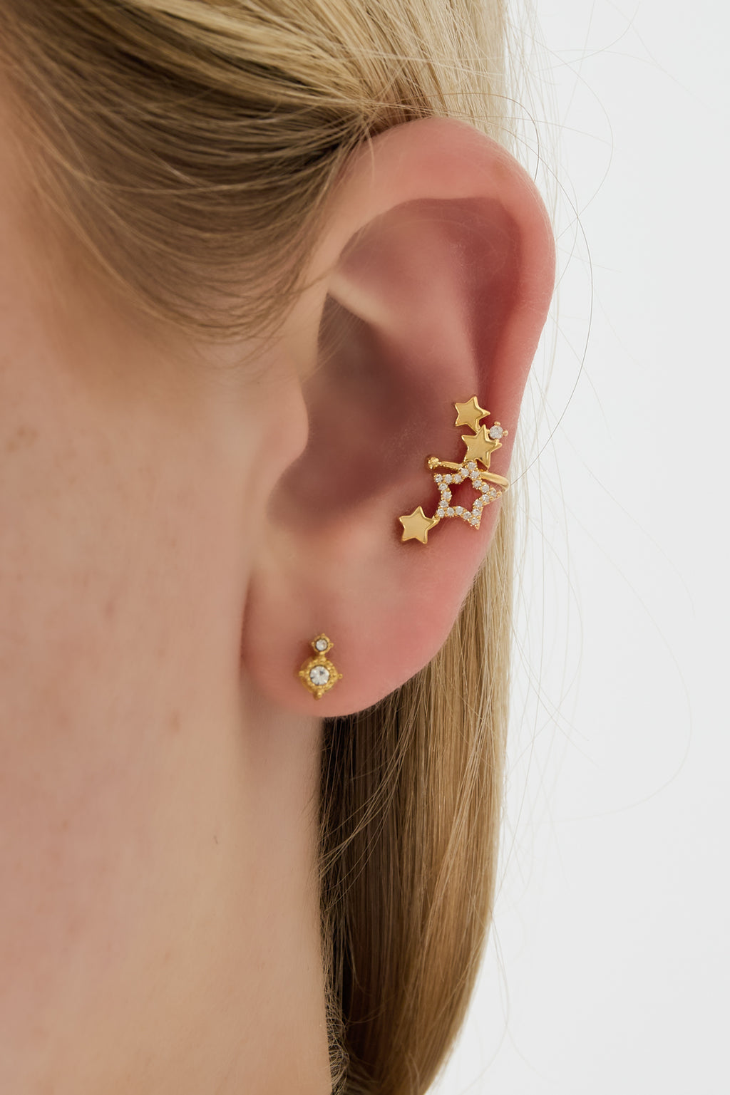Puños de oreja de cobre con forma de estrella, estilo casual y diario
