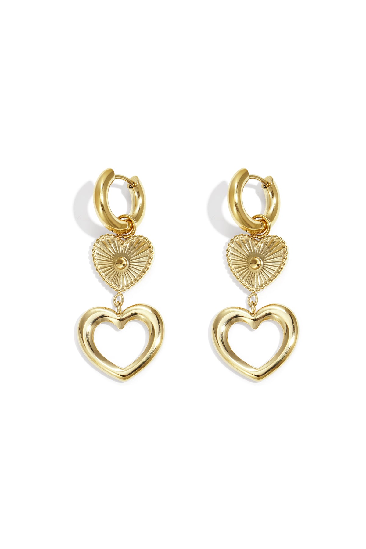 Pendientes colgantes de acero inoxidable con forma de corazón, estilo casual, diario, sencillo, joyería para mujer.