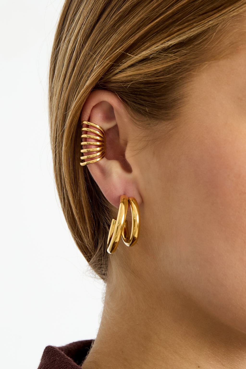 Puños de oreja de acero inoxidable, líneas casuales, diarios, serie simple, joyería para mujer